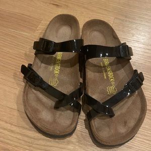 Birkenstocks women size 38 black patient leather gently worn once sandals